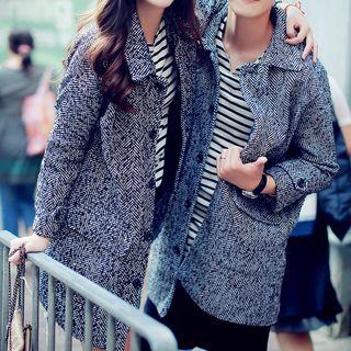 Herringbone Couple Matching Single-breasted Coat