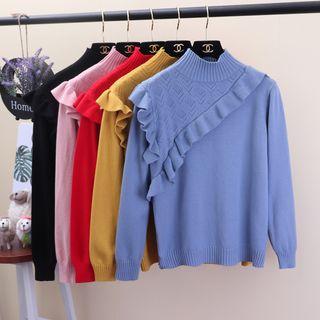 Ruffle Mock Neck Sweater