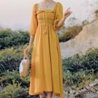 Lantern-sleeve Maxi A-line Sundress
