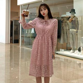 Capelet See-through Lace Dress Pink - One Size