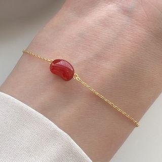 Agate Bean Sterling Silver Bracelet