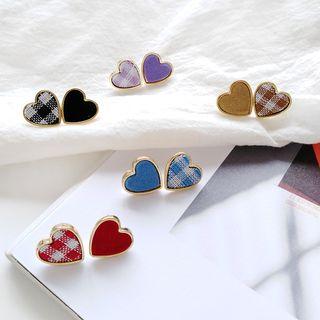 Non-matching Heart Stud Earring / Clip-on Earring