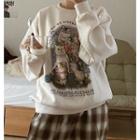 Long-sleeve Cat Printed Sweatshirt / Plaid Pants