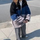 Paneled Zip Jacket Blue & Black & Gray - One Size