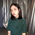 Short-sleeve Mock-neck Velvet Top