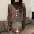Plain Knit Vest / Mock-neck Long-sleeve T-shirt