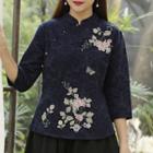 3/4-sleeve Floral Embroidered Qipao Top