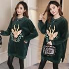 Deer Embroidered Long Pullover