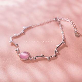 925 Sterling Silver Cat Eye Stone Branches Bracelet