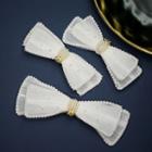 Bow Faux Pearl Hair Clip 1 Pc Large & 2 Pcs Small - White Faux Pearl - White - One Size