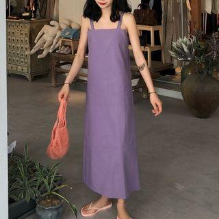 Plain Spaghetti Strap Midi Dress Purple - One Size