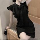 Sleeveless Tie-neck Ruffled A-line Dress