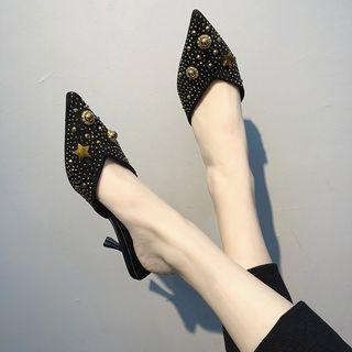 Beaded Kitten Heel Mules