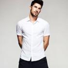 Stitched-collar Short-sleeved Shirt