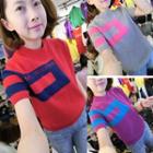 Color Block Short-sleeve Sweater
