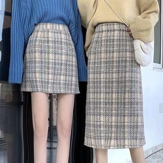 Plaid Woolen Mini Skirt / Midi Skirt