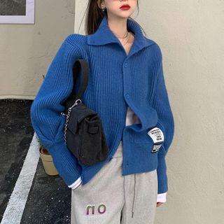Collar Cardigan / Lettering Wide Leg Pants