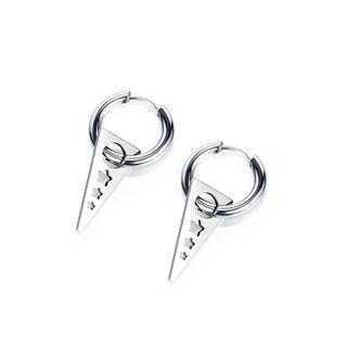 Simple Personality Star Triangle Circle 316l Stainless Steel Stud Earrings Silver - One Size
