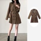 Mock Two-piece Double Breasted Coat Dress