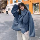 Set: Ribbed Button Jacket + Scarf