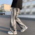 Lettering Tie-dyed Straight-leg Pants
