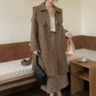 Single Breasted Long Coat Khaki - One Size