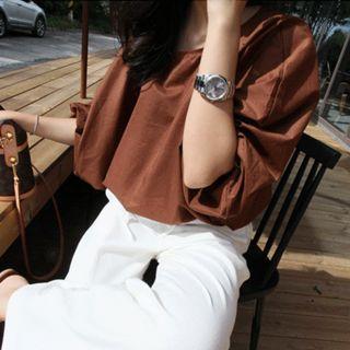 Round-neck Batwing-sleeve Blouse