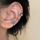 Set Of 3: Alloy Cuff Earring (various Designs) 3 Pairs - Clip On Earring - Silver - One Size