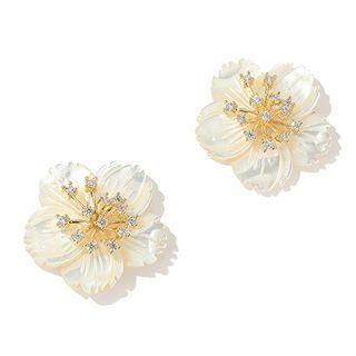 Alloy Flower Earring Gold - One Size