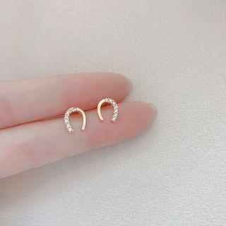 925 Sterling Silver Rhinestone Horseshoe Earring