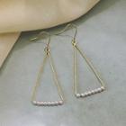 Faux Pearl Triangle Dangle Earring 925 Silver - Gold - One Size