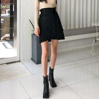 Double-button A-line Skirt