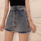 Studded High-waist A-line Skort
