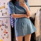Corduroy Short-sleeve A-line Dress