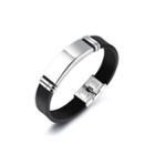 Simple Fashion Glossy Geometric Rectangular 316l Stainless Steel Silicone Bracelet Silver - One Size