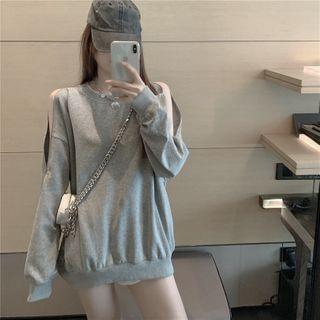 Side-zip Sweatshirt Light Gray - One Size