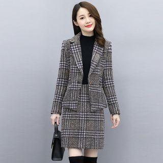 Set: Plaid Tweed Blazer + Skirt