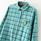 Plaid Shirtdress With Carrot Brooch