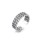 925 Sterling Silver Fashion Simple Geometric Double Twist Adjustable Open Ring Silver - One Size
