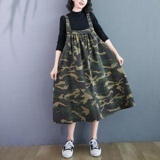 Camouflage Midi Overall Dress Camouflage - Green - L