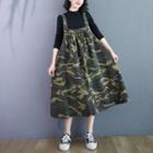 Camouflage Midi Overall Dress Camouflage - Green - L