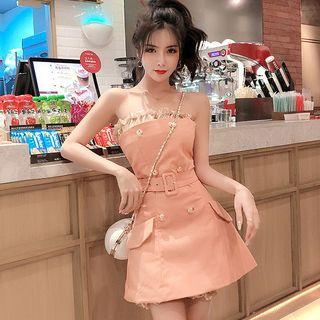 Set: Double Breasted Mini Tube Dress + Playsuit
