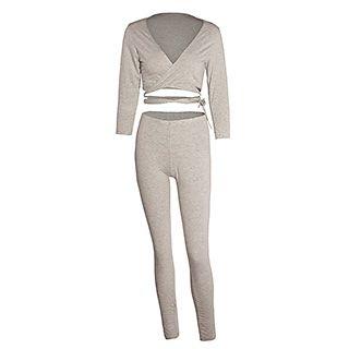 Set: Wrapped Crop Top + Slim-fit Pants