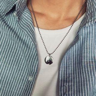 Stainless Steel Polished Disc Pendant Necklace