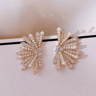 Faux Pearl Rhinestone Earring 1 Pair - Earring - Gold - One Size