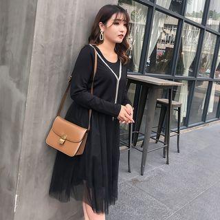 Long-sleeve Midi Mesh Knit Dress
