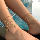 Set Of 5 : Rhinestone Alloy Anklet (assorted Designs)
