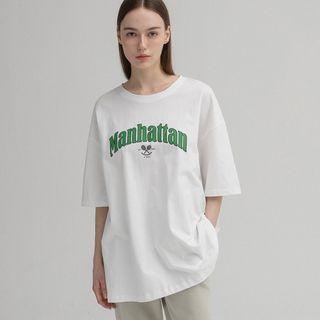 [nefct] Letter Oversized T-shirt White - One Size