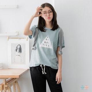 Triangle Graphic Striped Tee