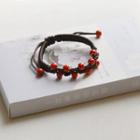 Ceramic Bead String Bracelet Red Bean - Black - One Size